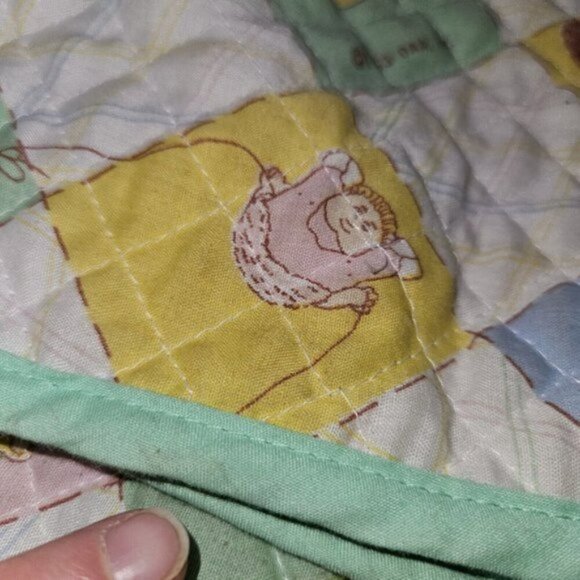 VTG Cabbage Patch Kids CPK Quilted Cloth Diaper Bag 1983 Green Yellow READ - Picture 13 of 13